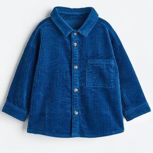H&M Blue Corduroy Button Down Shacket for Baby - 12 months